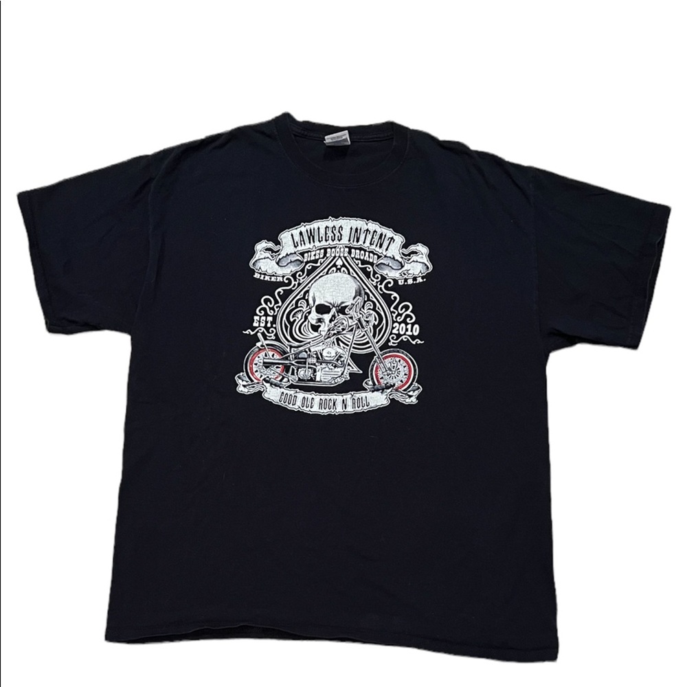 Mens Vintage Gildan Lawless Intent Biker T-shirt